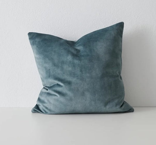 Ava Velvet Cushion - Aqua