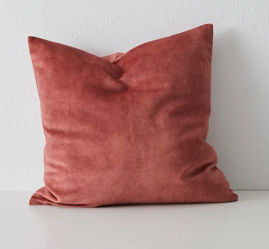 Ava Velvet Cushion - Coral