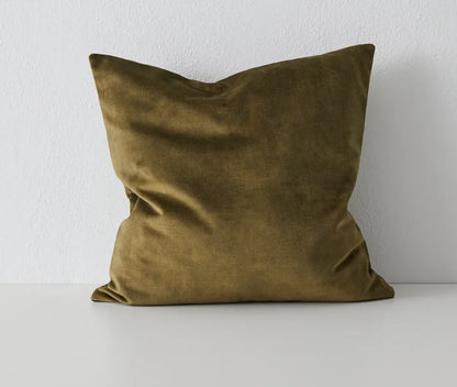 Ava Velvet Cushion - Moss