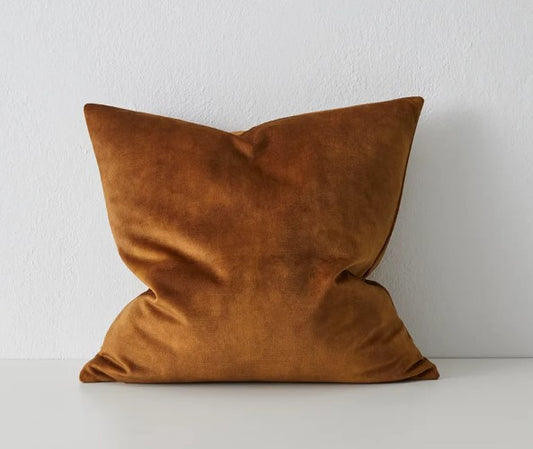 Ava Velvet Cushion - Ochre