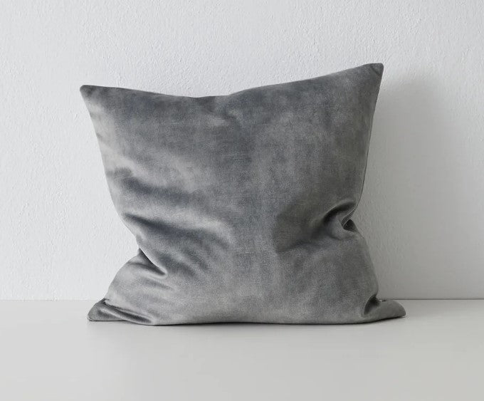 Ava Velvet Cushion - Steel