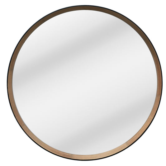 Frida Round Mirror - Black & Oak Frame