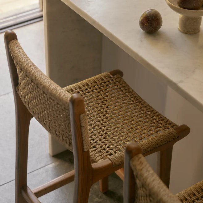 Khairi Woven Barstool - With Back