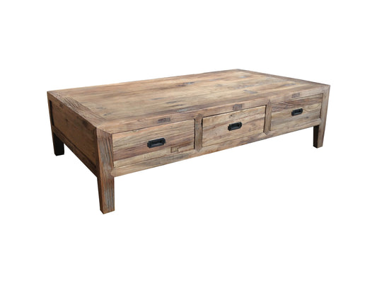 Recycled Elm Coffee Table - 6 Drawers