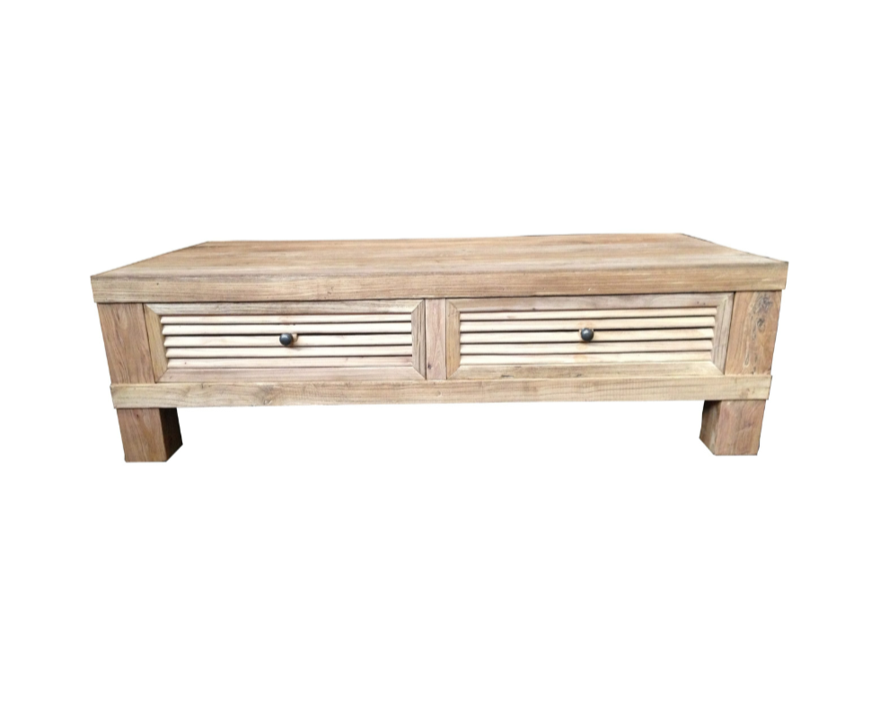 Louvre Recycled Elm Coffee Table - 2 Drawers